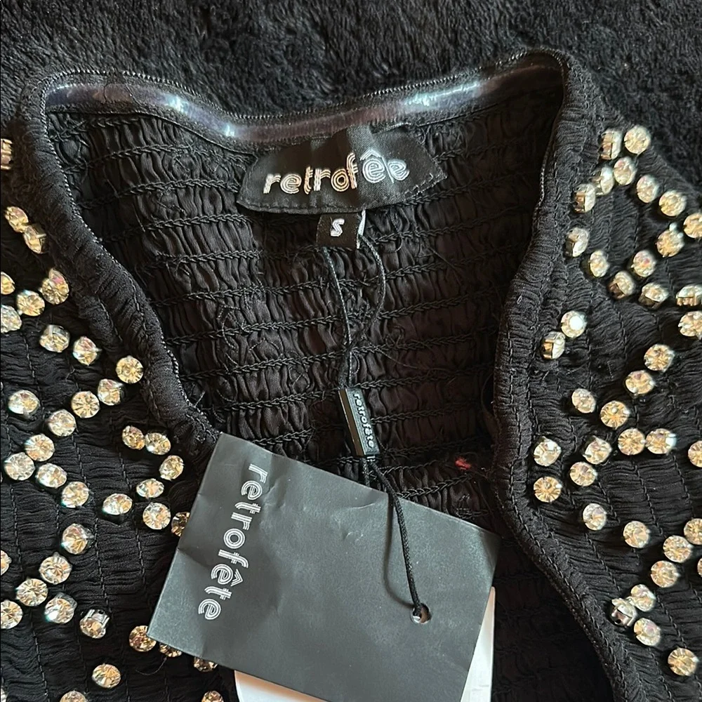 Retrofete Black and White Embellished Mini dress - Picture 2 of 8